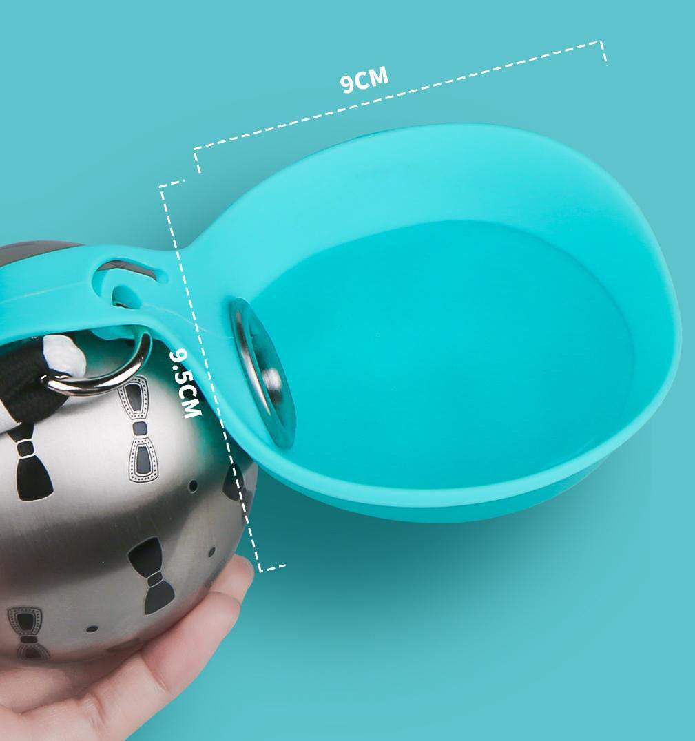 Portable Dog Water Bottle with Foldable Bowl – 285ml