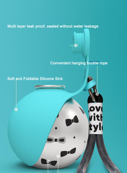 Portable Dog Water Bottle with Foldable Bowl – 285ml
