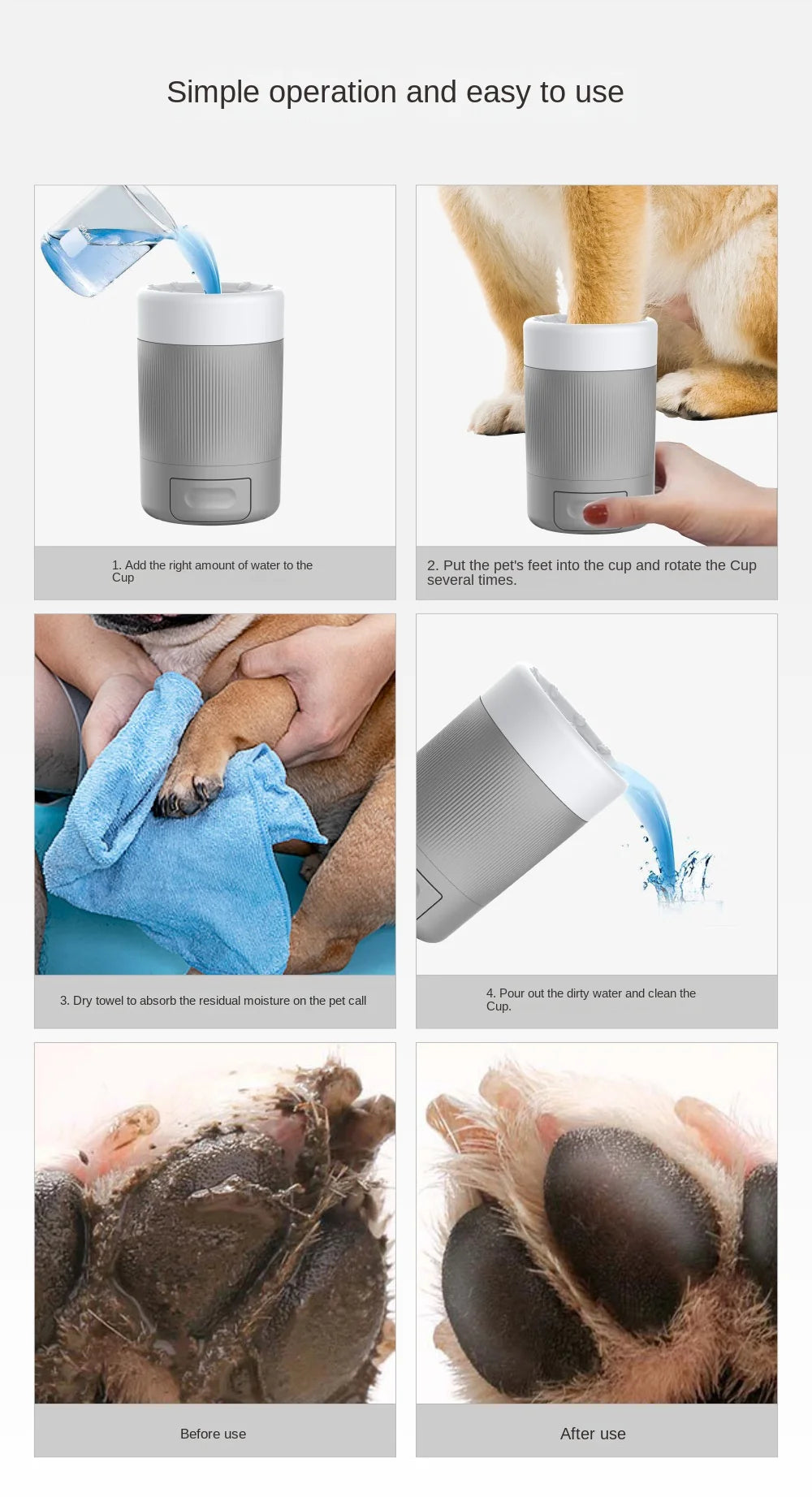 Pet Paw Cleaner Cup for Small Dogs & Cats