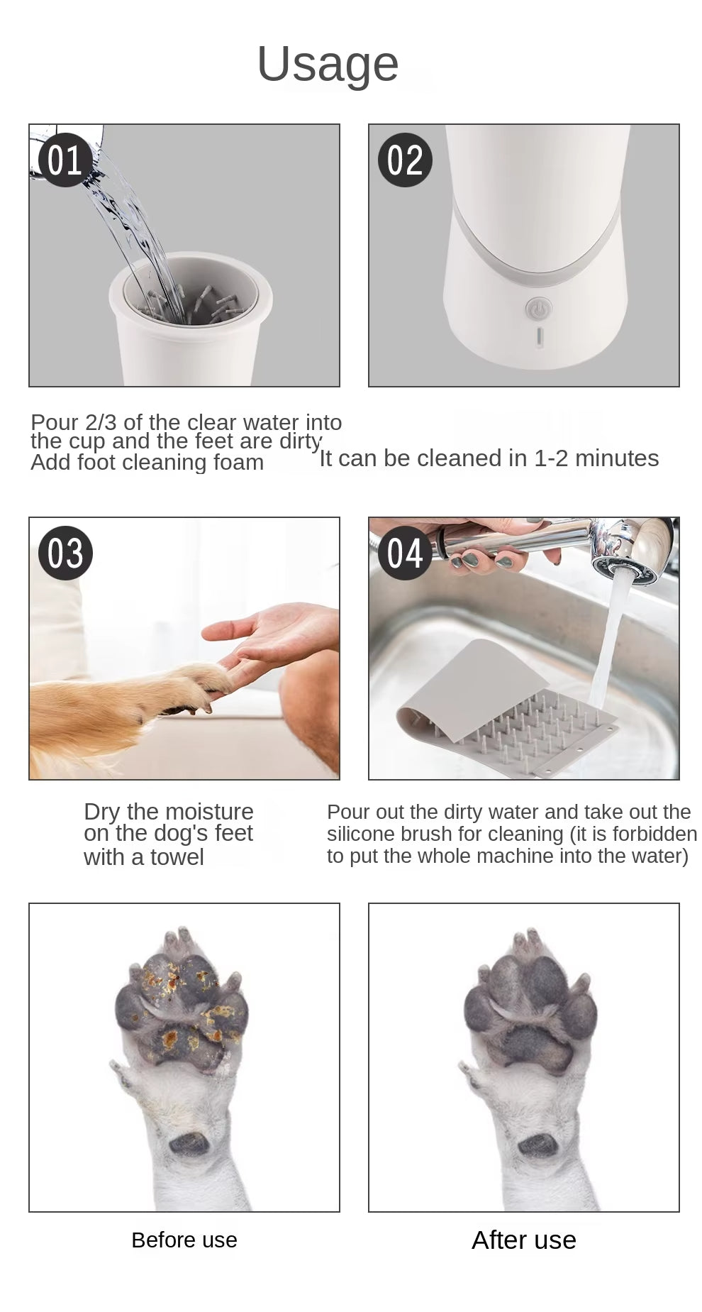 Automatic Pet Paw Washer Cup for Dogs & Cats